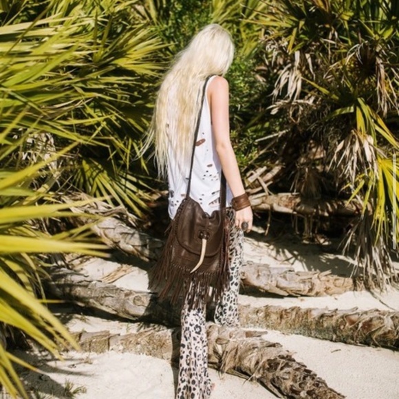 LOVE HEALS Wild One Black Leather Bohemian Handbag - Picture 3 of 10